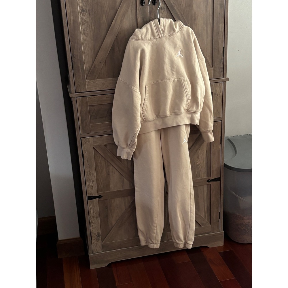 Jordan Kids Essentials Fleece Hoodie and Joggers Set Beige Tan Size M 10-12YRS